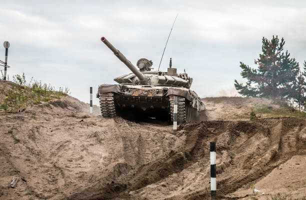 istock battle tank performs driving exercises for military equipment 1264260006
