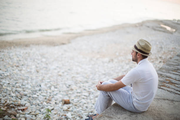 istock Serenity man at the beach 1264269949