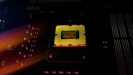 Processor Rgb A Cpu Processor Computer Concept On Motherboard In Rgb Lights Stock ...
