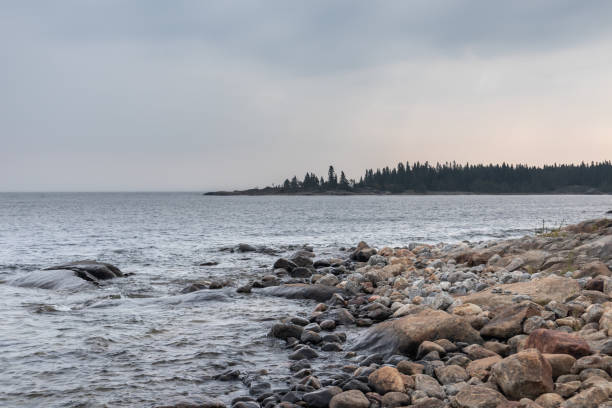 istock Sweden rocky sea side. Northern cloudy landscape 1264276356