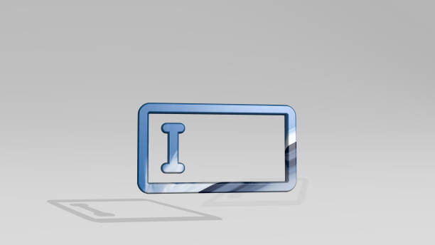 TYPING made by 3D illustration of a shiny metallic sculpture casting shadow on light background. laptop and computer