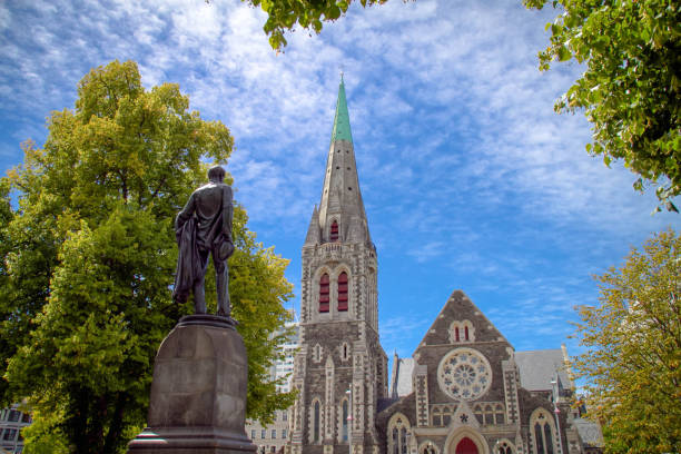 Christchurch Cathederal ChristChurch Anglican cathedral in Christchurch, Canterbury, New Zealand christchurch earthquake stock pictures, royalty-free photos & images