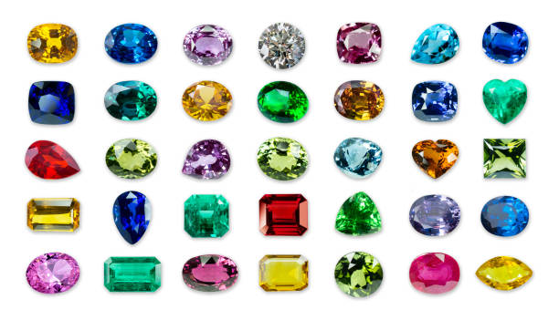 istock Set of Bright gems isolated on a white background 1264278836