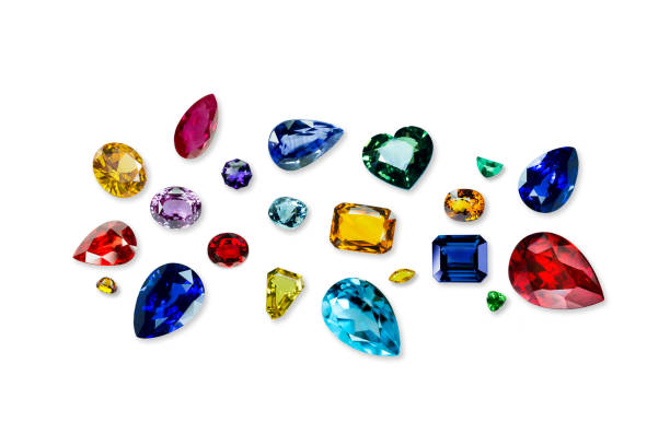 istock Set of Bright gems isolated on a white background 1264278860