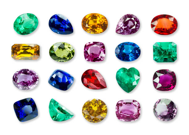 istock Set of Bright gems isolated on a white background 1264278929