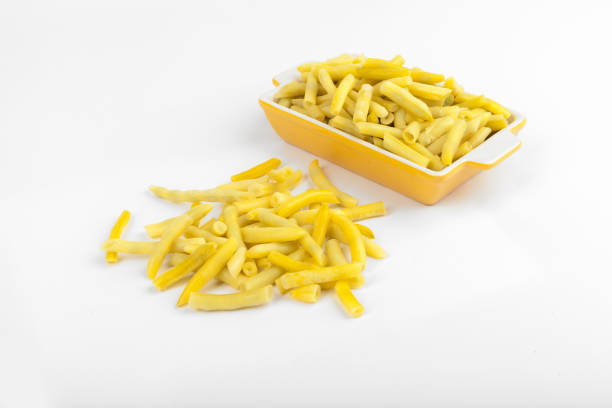 frozen yellow beans stock photo