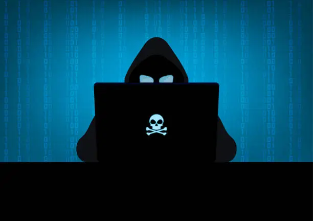 Vector illustration of Hacker in the dark