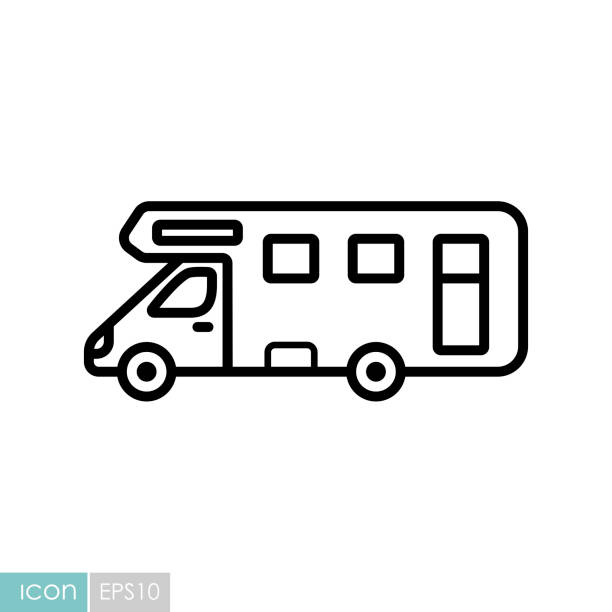 ilustrações de stock, clip art, desenhos animados e ícones de mobile home motor home caravan trailer vehicle - mobile home symbol computer icon motor home