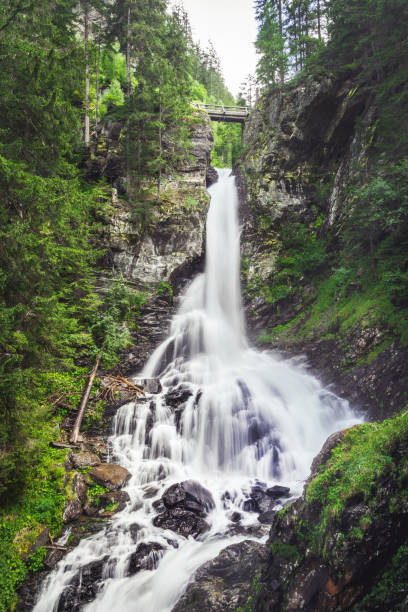 Waterfall on a hiking trail in the forest