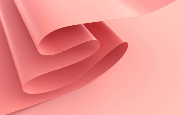 istock Modern paper art abstract background, 3d render paper waves. Realistic trendy craft style. Origami design template. Pastel colored wavy folds 1264300462