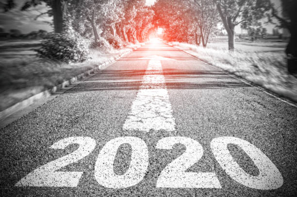istock Empty asphalt road with New Year 2020 concept 1264300559