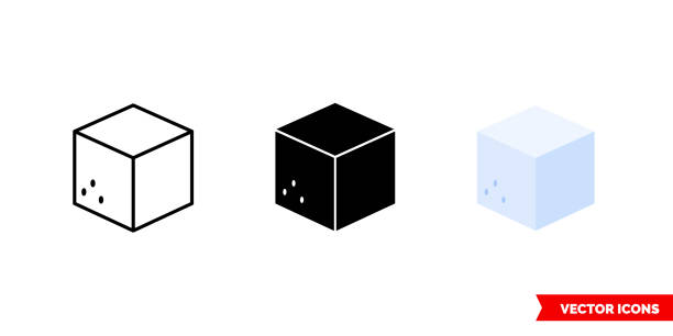 Sugar cube icon of 3 types. Isolated vector sign symbol Sugar cube icon of 3 types color, black and white, outline. Isolated vector sign symbol. sugar cube stock illustrations