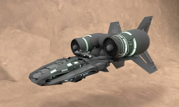 istock Futuristic Air Vehicle on Desert 1264309243