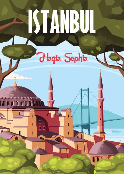 Vector illustration of Landmark of Istanbul Hagia Sophia vector illustration