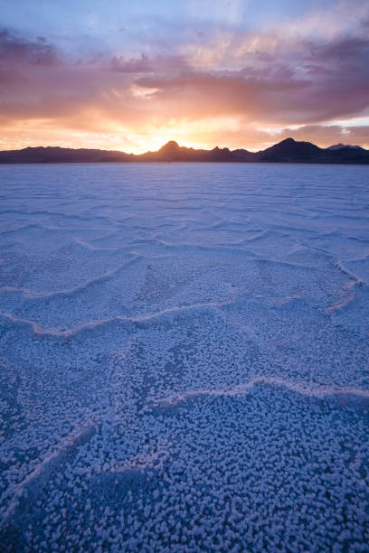 Salt Flat Formations at Bonneville Salt Flats (Sunset) Salt Flat Formations at Bonneville Salt Flats (Sunset) bonneville salt flats stock pictures, royalty-free photos & images