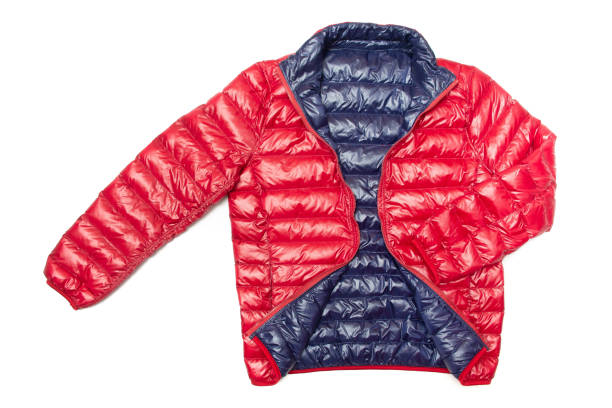 istock Blue and red full zipper windbreaker down jacket, 1264328338