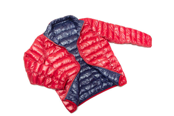 istock Blue and red full zipper windbreaker down jacket, 1264329625