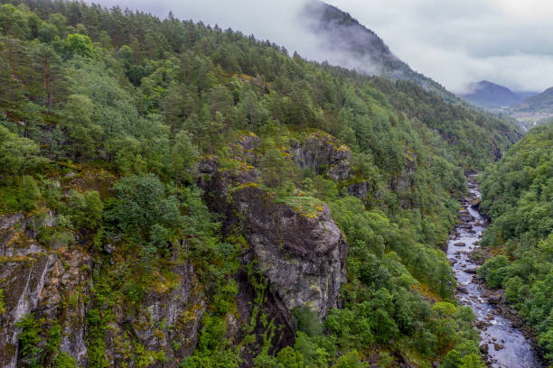 High angle view of the landscape of Norway