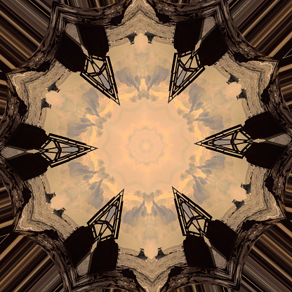 A six sided kaleidoscope, or hexagon, manipulation of a navigation beacon has resulted in something that remind me of a missile silo opening up for a launch