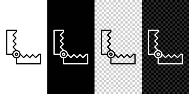 Vector illustration of Set line Trap hunting icon isolated on black and white background. Vector