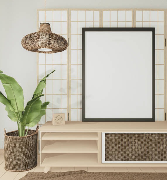 istock tropical room interior with cabinet and plants decoration,3d rendering 1264342939