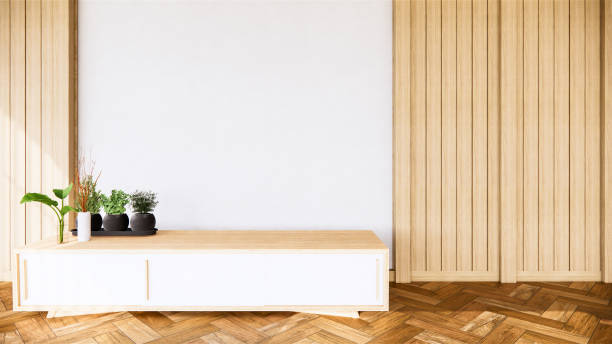 istock tropical room interior with cabinet and plants decoration,3d rendering 1264342940
