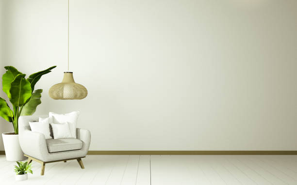 istock White tropical zen room interior design, mock up room japan style.3D rendering 1264342941