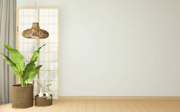 istock tropical room interior with cabinet and plants decoration,3d rendering 1264342948