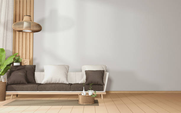 istock tropical room interior with sofa and plants decoration on wooden floor.3D rendering 1264342963