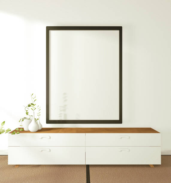 istock frame on wall and cabinet in modern zen living room, 3d rendering 1264343634