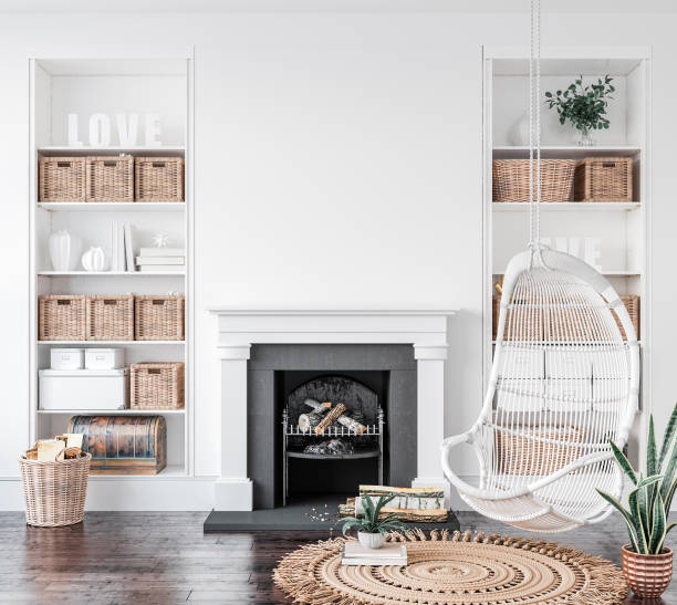 istock American style living room interior, wall mockup 1264343812