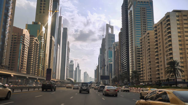 istock Drive along Sheikh Zayed Road in Dubai 1264346283