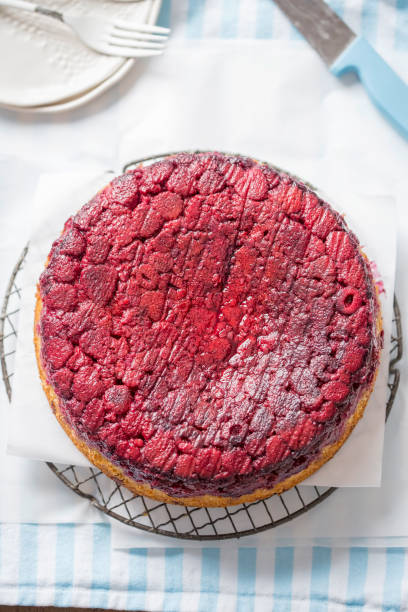 Upside down raspberry almond cake