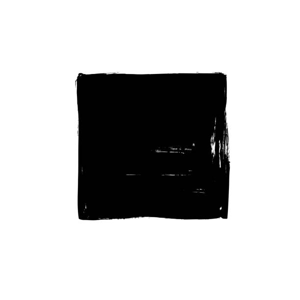 ilustrações, clipart, desenhos animados e ícones de caixa quadrada de vetor de borda áspera preta. forma quadrada ou retangular pintada de preto. - dark edge