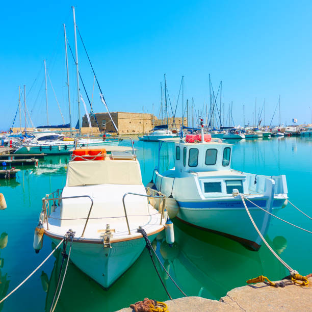 istock Moored fishing boats 1264353805