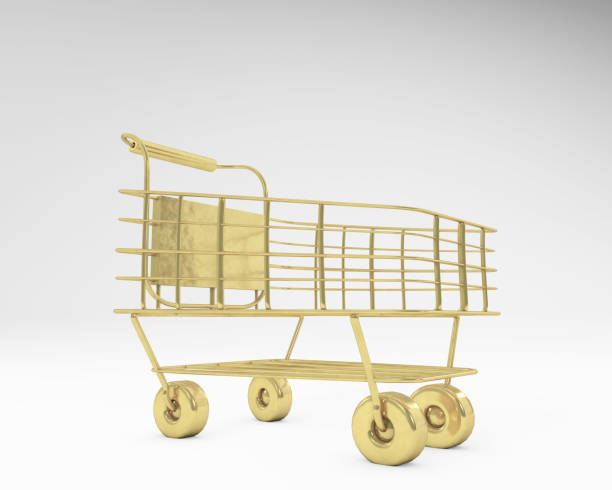 istock Shopping Cart golden texture close up perspective 3d rendering 1264357131