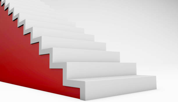 istock Red staircase succeeding concept isolated on white 3d rendering 1264357172