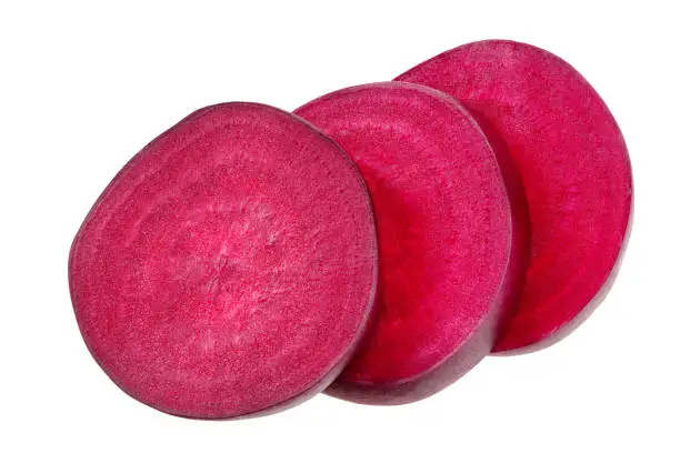 sliced beetroot isolated on a white background
