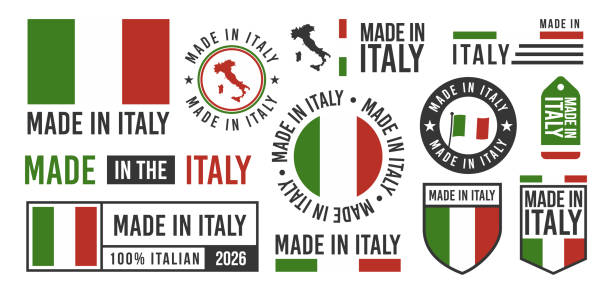 stockillustraties, clipart, cartoons en iconen met gemaakt in italië labels, borden. italië patriottische tekenen. italiaanse banners sjablonen. vectorillustratie. - italy