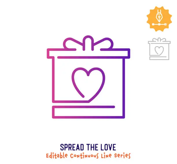 Vector illustration of Spread The Love Continuous Line Editable Stroke Icon