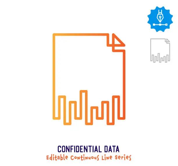 Vector illustration of Confidential Data Continuous Line Editable Stroke Icon