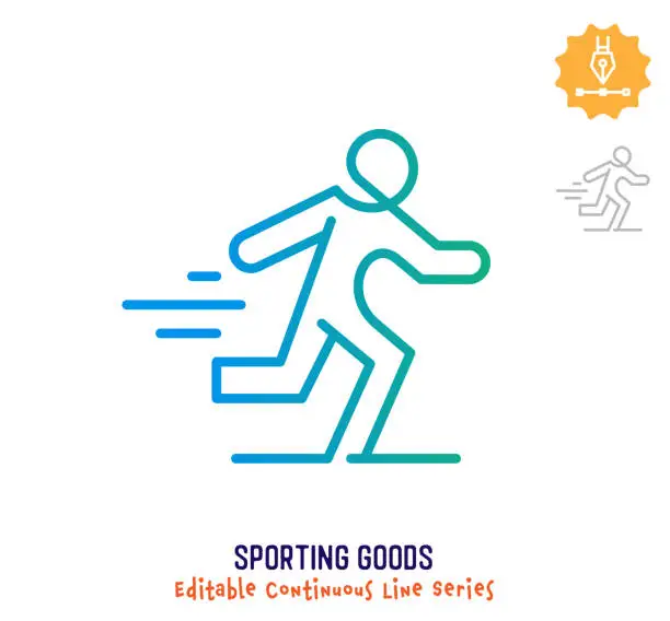 Vector illustration of Sporting Goods Continuous Line Editable Stroke Icon