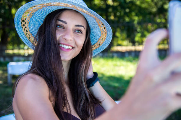 istock Selfie. Let's tag in social networks. 1264378820