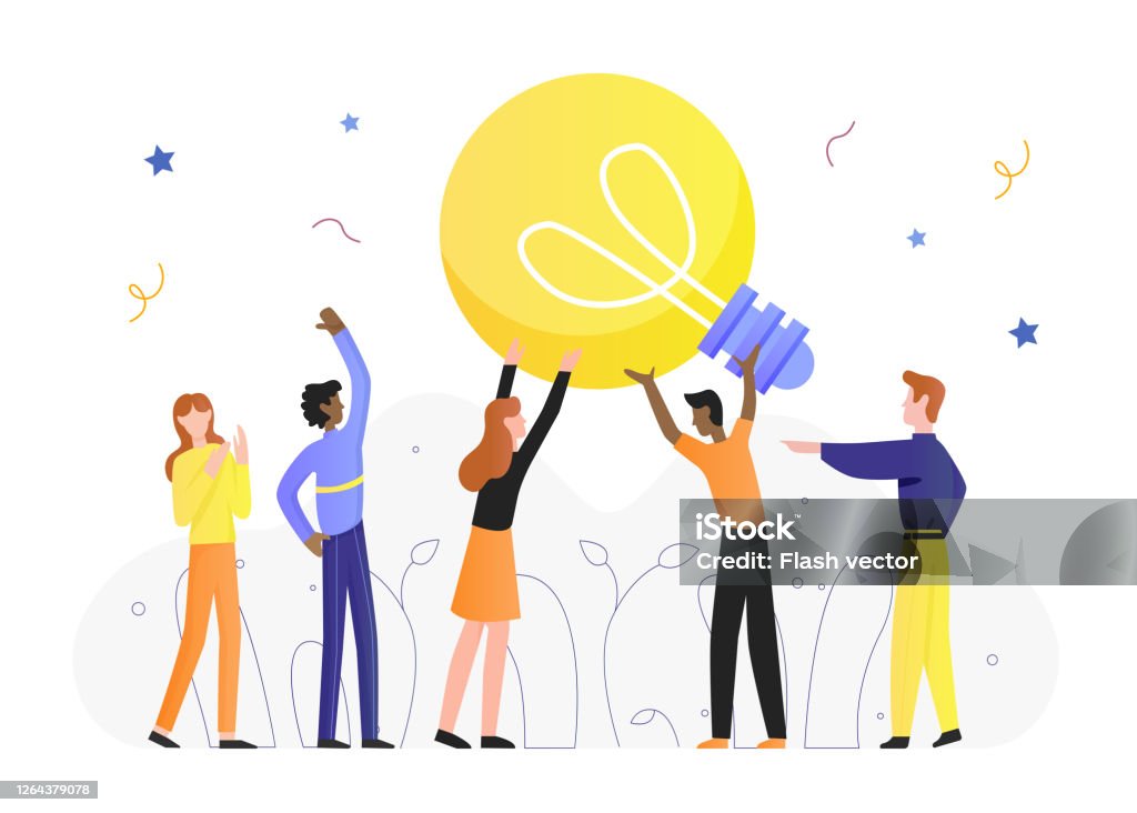 Lightbulb Idea Concept Vector Illustration Cartoon Flat Tiny Man Woman  Characters Hold Lamp Light Bulb Create Of Innovative Ideas Isolated On  White Stock Illustration - Download Image Now - iStock