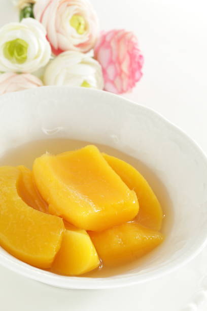 istock Canned food, cut mango with copy space 1264380745