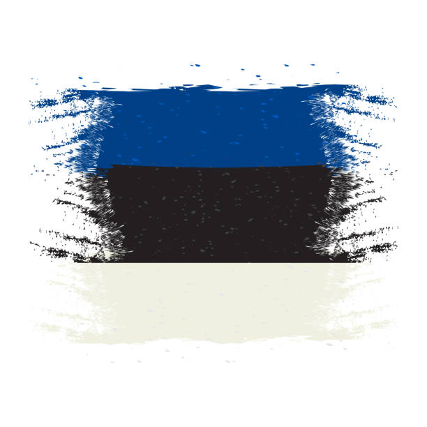 istock Brush painted Estonia flag. Hand drawn style illustration with a grunge effect and watercolor. Estonia flag with grunge texture. Vector illustration. 1264381419