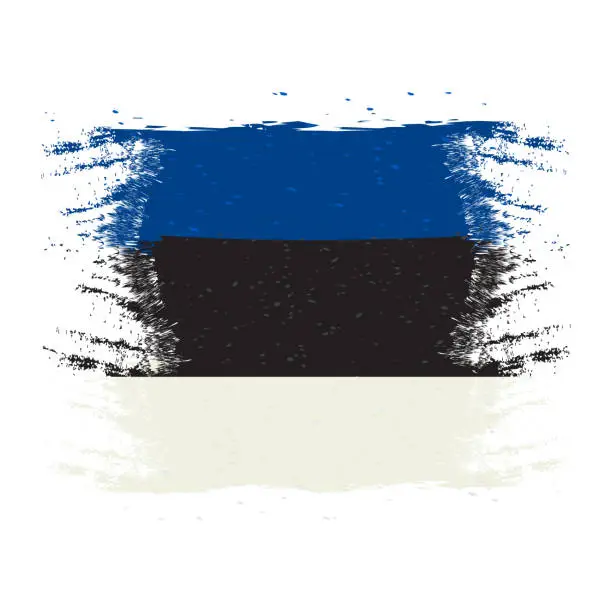 Vector illustration of Brush painted Estonia flag. Hand drawn style illustration with a grunge effect and watercolor. Estonia flag with grunge texture. Vector illustration.