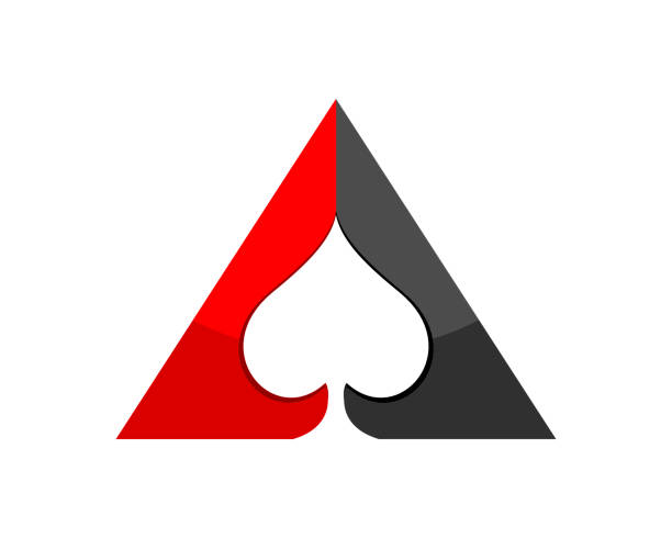 rote und graue dreiecksform mit spaten innen - ass stock-grafiken, -clipart, -cartoons und -symbole