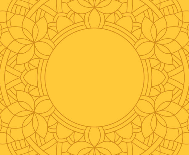 Mandala Line Frame Background Mandala line frame circle pattern abstract background with space for your copy. mandala stock illustrations