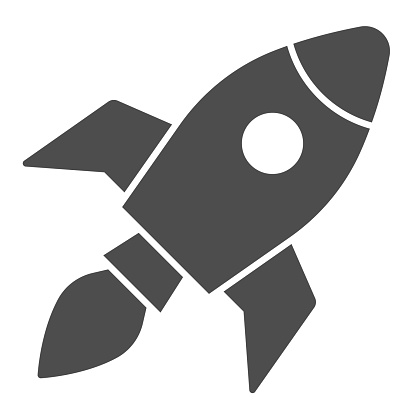 istock Rocket solid icon, Coworking concept, Start up business sign on white background, Rocket launch icon in glyph style for mobile concept and web design. Vector graphics. 1264394625